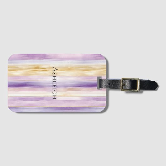 Étiquette À Bagage Bandes d'iris à la crème violette   (Devant Horizontal)