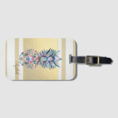 Étiquette À Bagage Bandes dorées modernes, Ananas coloré (Devant Horizontal)