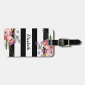 Étiquette À Bagage Bandes florales de chou à poule mignonne tendance (Devant horizontal)