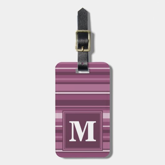 Étiquette À Bagage Bandes mauve monogrammes (Devant Vertical)