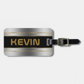 Étiquette À Bagage Bandes métalliques argentées et or (Devant horizontal)