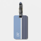 Étiquette À Bagage bandes nautiques bleues à deux tons (Dos Vertical)