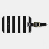 Étiquette À Bagage Bandes noir et blanc personnalisées (Devant horizontal)