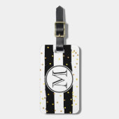 Étiquette À Bagage Bandes noires et blanches (Devant Vertical)