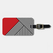 Étiquette À Bagage Bandes noires et blanches avec triangle rouge (Devant horizontal)