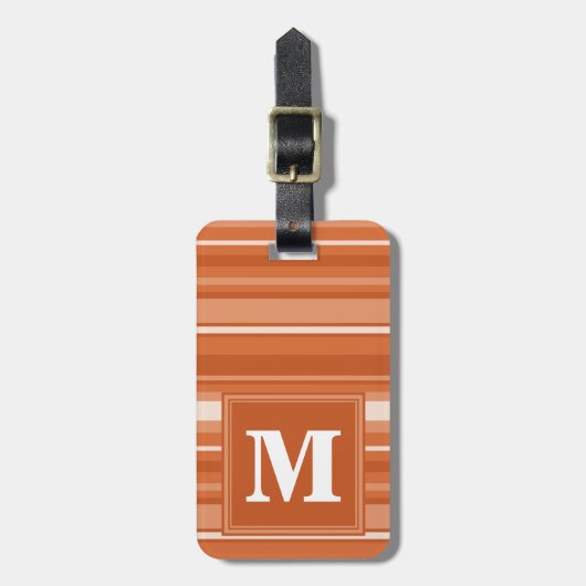 Étiquette À Bagage Bandes orange monogrammes (Devant Vertical)