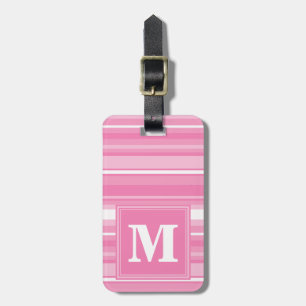 Étiquette À Bagage Bandes rose monogramme