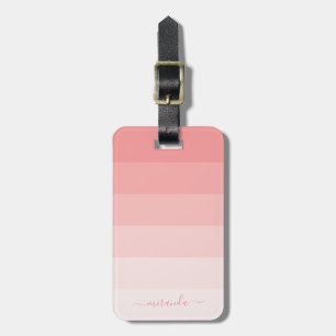 Étiquette À Bagage Bandes rose pastel dégradé avec nom personnalisé