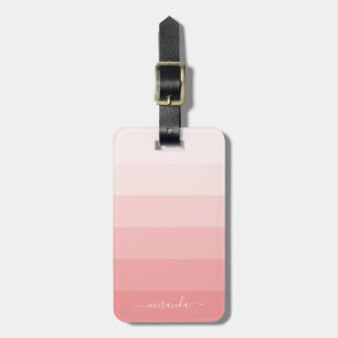 Étiquette À Bagage Bandes rose pastel dégradé avec nom personnalisé