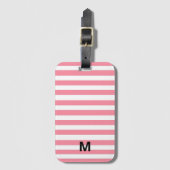 Étiquette À Bagage Bandes roses et blanches douces (Devant Vertical)