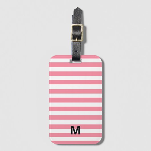 Étiquette À Bagage Bandes roses et blanches douces (Devant Vertical)