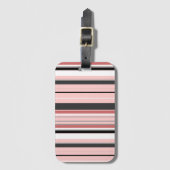 Étiquette À Bagage Bandes roses gris mignonnes (Devant Vertical)