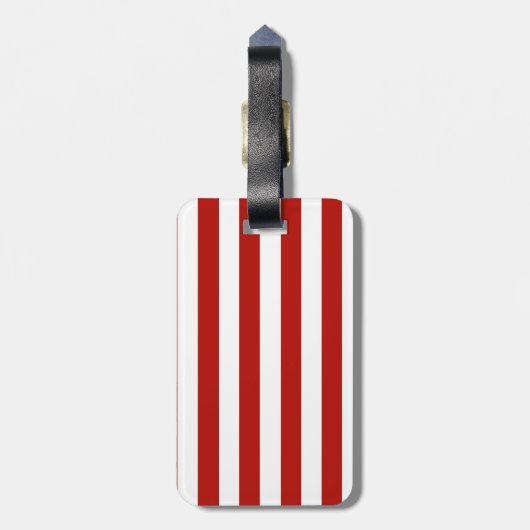 Étiquette À Bagage Bandes rouges et blanches (Dos Vertical)