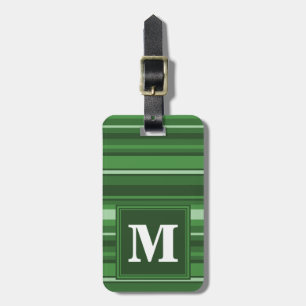 Étiquette À Bagage Bandes vertes monogrammes