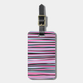 Étiquette À Bagage Bandes verticales rose et noire (Devant Vertical)