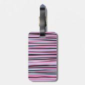 Étiquette À Bagage Bandes verticales rose et noire (Dos Vertical)