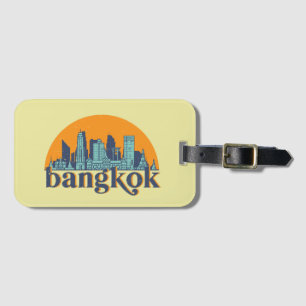 Étiquette À Bagage Bangkok Thaïlande Retro City Skyline Cityscape Art