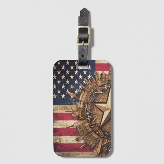 Étiquette À Bagage Bannière étoilée (Devant Vertical)