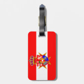Étiquette À Bagage Bannière rouge blanc Grand-Duché de Toscane (Dos Vertical)