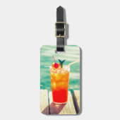 Étiquette À Bagage Bar de piscine à coucher de soleil rétro (Devant Vertical)