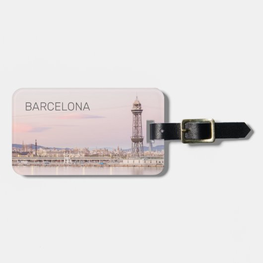 Étiquette À Bagage Barcelona Skyline Sunset Catalogne Espagne (Devant horizontal)