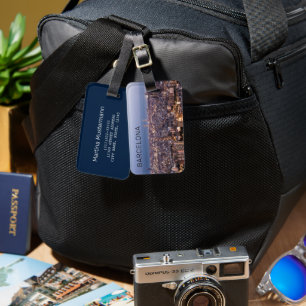 Étiquette À Bagage Barcelone Catalogne Sunset Skyline Espagne Citysca