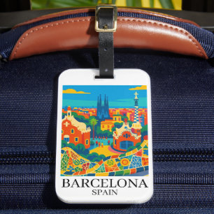 Étiquette À Bagage Barcelone Espagne Voyage Coloré Sagrada Familia
