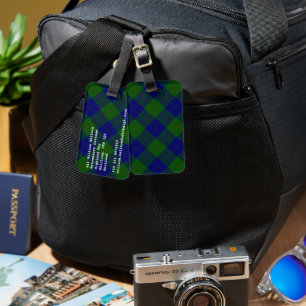 Étiquette À Bagage Barclay tartan bleu vert plaid