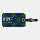 Étiquette À Bagage Barclay tartan bleu vert plaid (Dos horizontal)