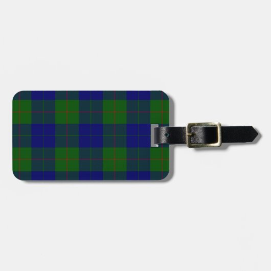 Étiquette À Bagage Barclay tartan bleu vert plaid (Devant horizontal)