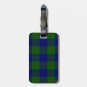 Étiquette À Bagage Barclay tartan bleu vert plaid (Dos Vertical)