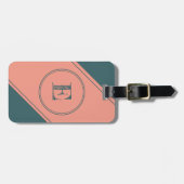 Étiquette À Bagage Barre à deux cercles géométrique Monogramme initia (Devant horizontal)