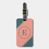 Étiquette À Bagage Barre à deux cercles géométrique Monogramme initia (Devant Vertical)