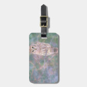 Étiquette À Bagage Barred Owl Pastel Peinture numérique d'huile (Devant Vertical)