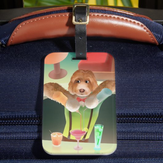 Étiquette À Bagage Bartending Dog in Retro Bar (Insitu Rectoal 2)