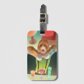 Étiquette À Bagage Bartending Dog in Retro Bar (Devant Vertical)