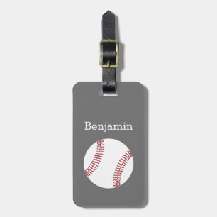 Étiquette À Bagage Base-ball avec le nom fait sur commande - gris