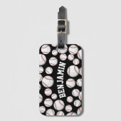 Étiquette À Bagage Base-ball par le noir nommé fait sur commande de (Devant Vertical)