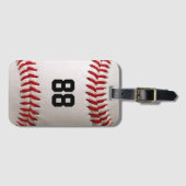 Étiquette À Bagage Baseball avec numéro personnalisable (Devant Horizontal)