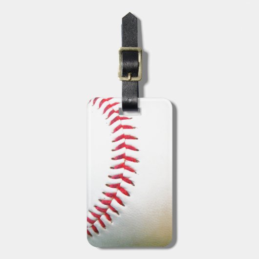 Étiquette À Bagage Baseball blanc avec points rouges (Devant Vertical)