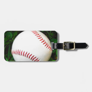Étiquette À Bagage Baseball blanc avec points rouges
