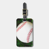 Étiquette À Bagage Baseball blanc avec points rouges (Devant Vertical)