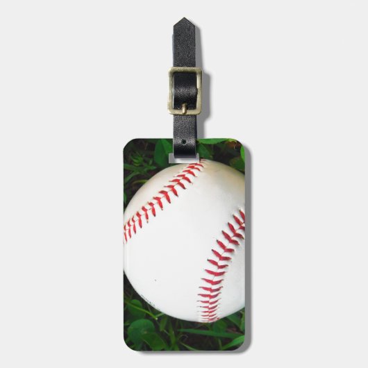 Étiquette À Bagage Baseball blanc avec points rouges (Devant Vertical)