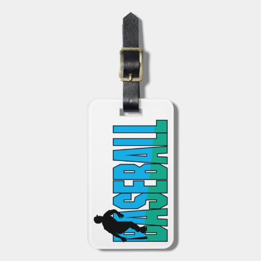 Étiquette À Bagage Baseball bleu et vert (Devant Vertical)