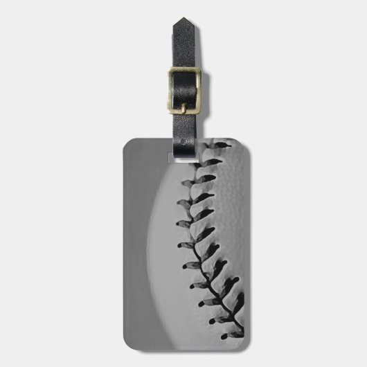 Étiquette À Bagage Baseball noir et blanc (Devant Vertical)