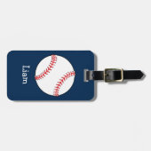 Étiquette À Bagage Baseball personnalisé sur Blue Kids Boys (Devant horizontal)