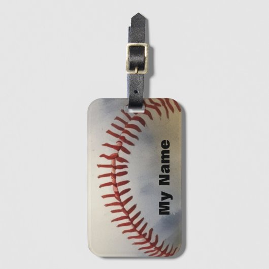 Étiquette À Bagage Baseball Votre Nom (Devant Vertical)