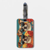 Étiquette À Bagage Basenji avec Roses de coeur Saint Valentin (Dos Vertical)