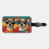 Étiquette À Bagage Basenji avec Roses de coeur Saint Valentin (Dos horizontal)