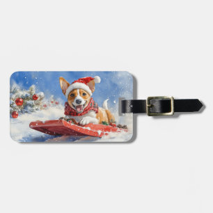Étiquette À Bagage Basenji Chien en rebord Laisser neiger Noël